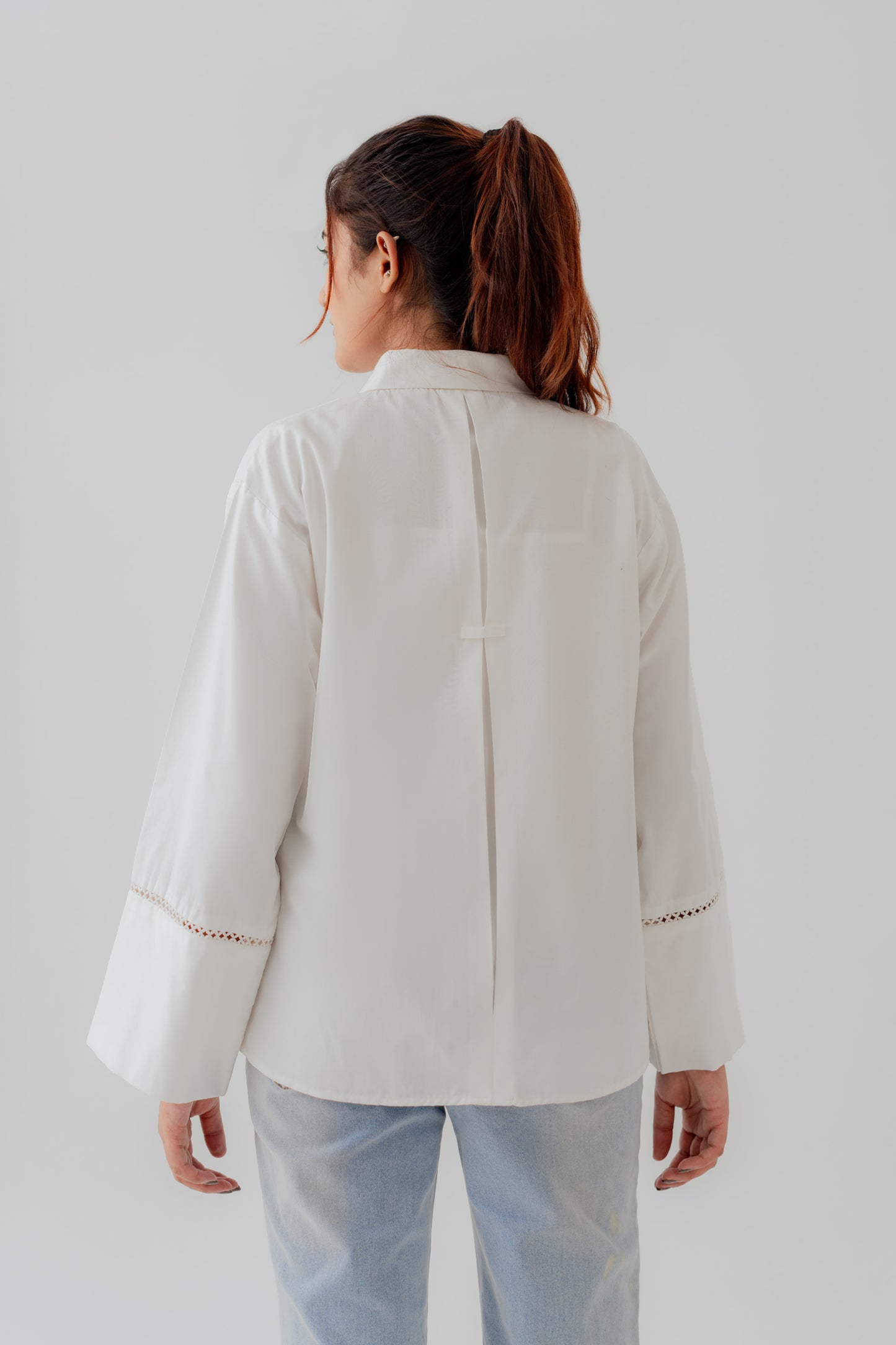 White Laced Relax fit Button Down Shirt - Hustle N Holla