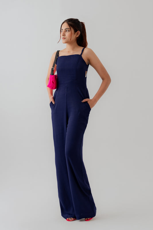 Navy Blue Slim Fit Jumpsuit - Hustle N Holla