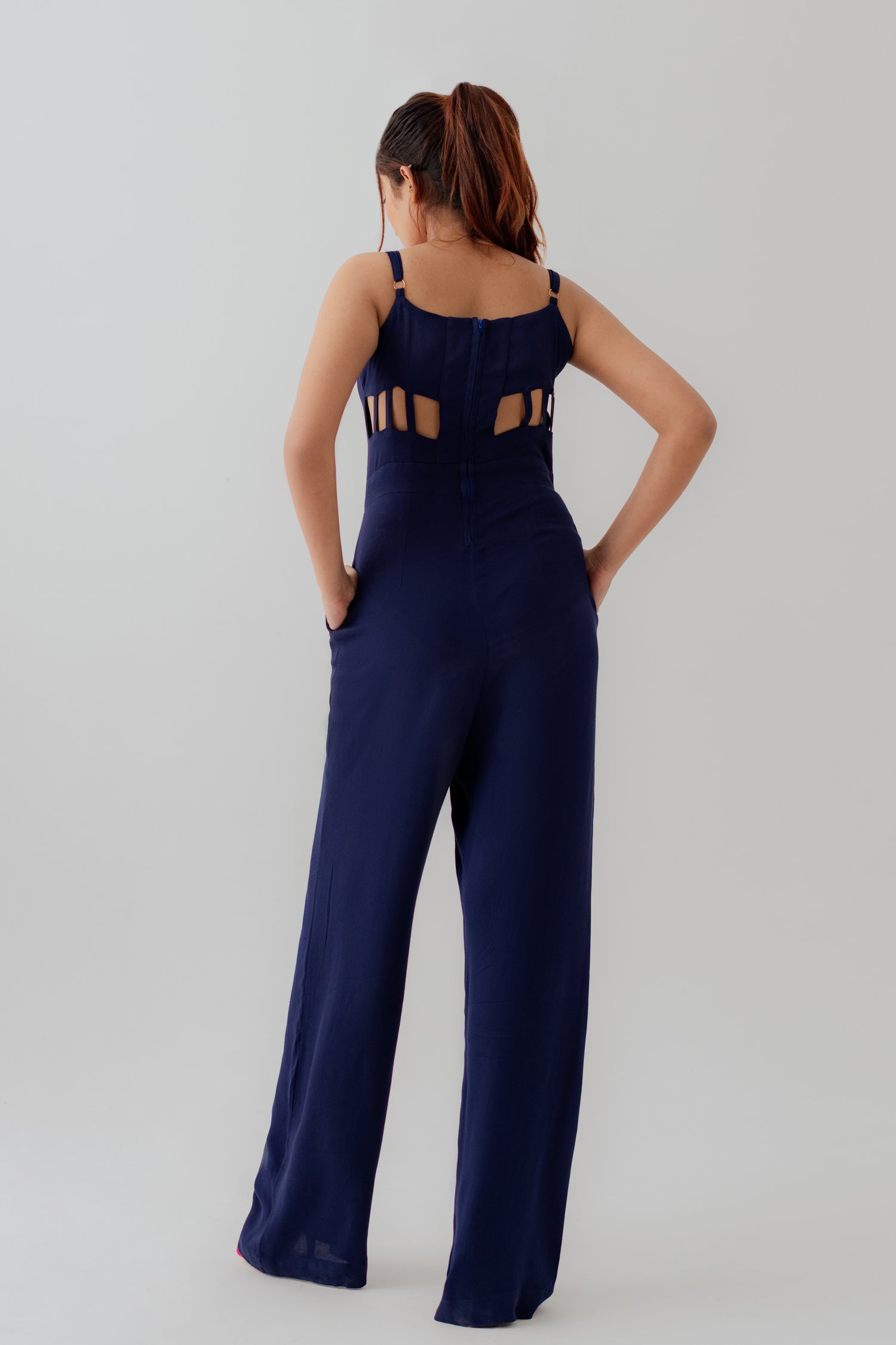 Navy Blue Slim Fit Jumpsuit - Hustle N Holla
