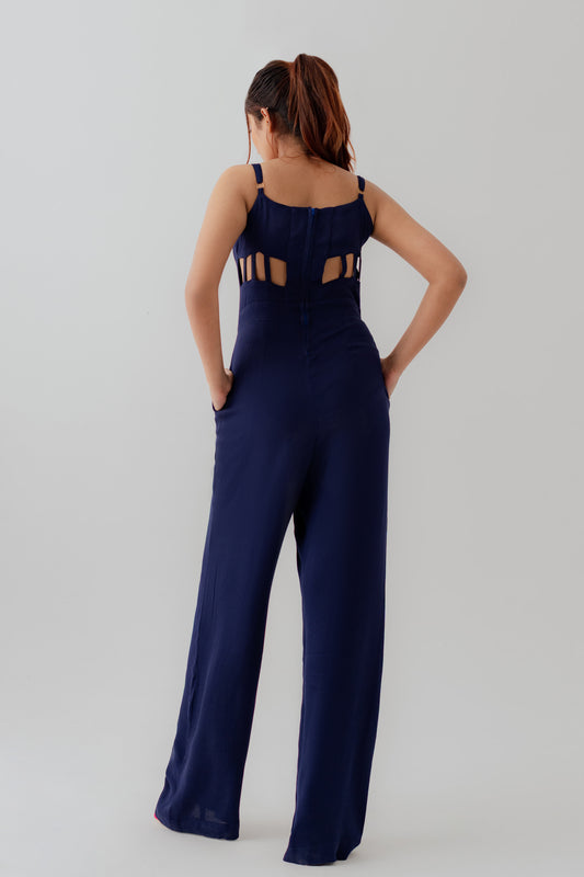 Navy Blue Slim Fit Jumpsuit - Hustle N Holla