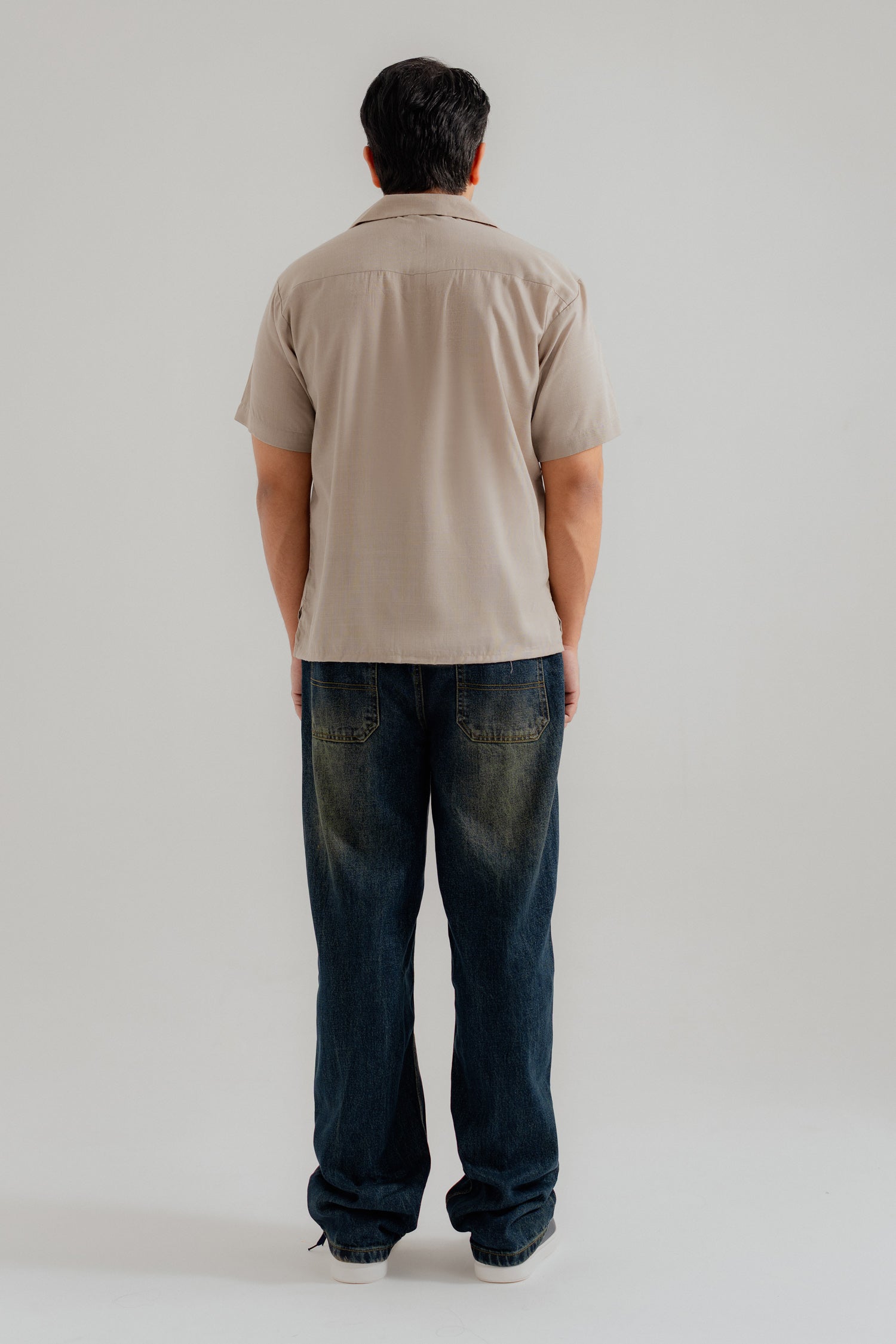 Sand Cuban Collar Relaxed Fit Shirt - Hustle N Holla