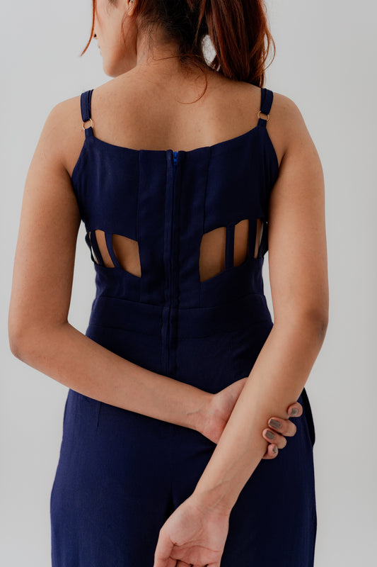 Navy Blue Slim Fit Jumpsuit - Hustle N Holla