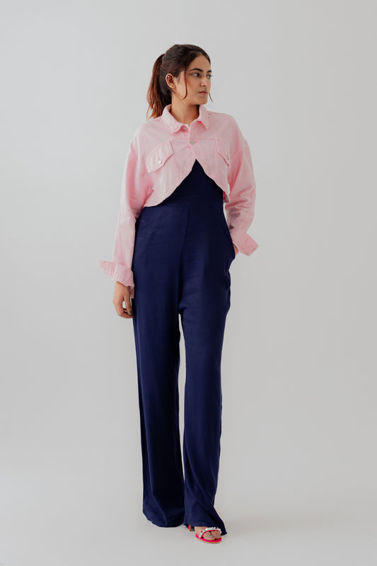 Light Pink Wash Twill Cropped Shacket - Hustle N Holla
