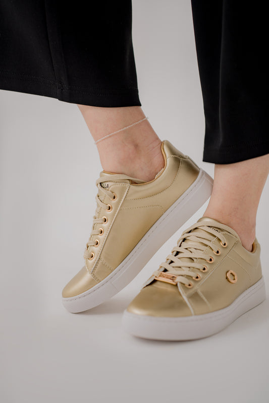 Golden Low Top Sneakers - Hustle N Holla