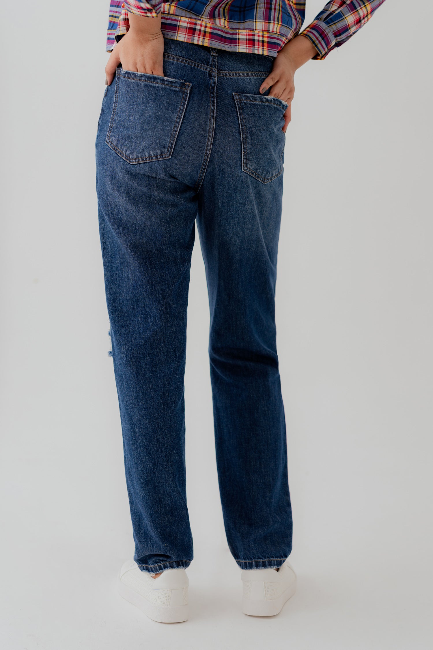Indigo Wash Denim Five Pocket Ripped Skinny Jeans - Hustle N Holla