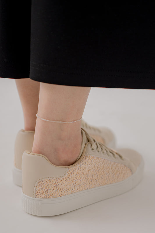 Beige Textured Edge Low Top Sneakers - Hustle N Holla