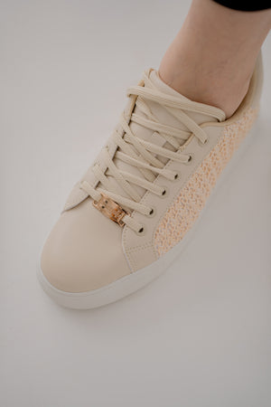 Beige Textured Edge Low Top Trainers - Hustle N Holla