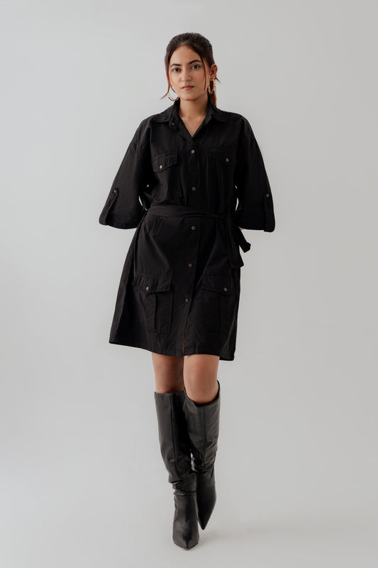 Black Canvas Midi Dress - Hustle N Holla
