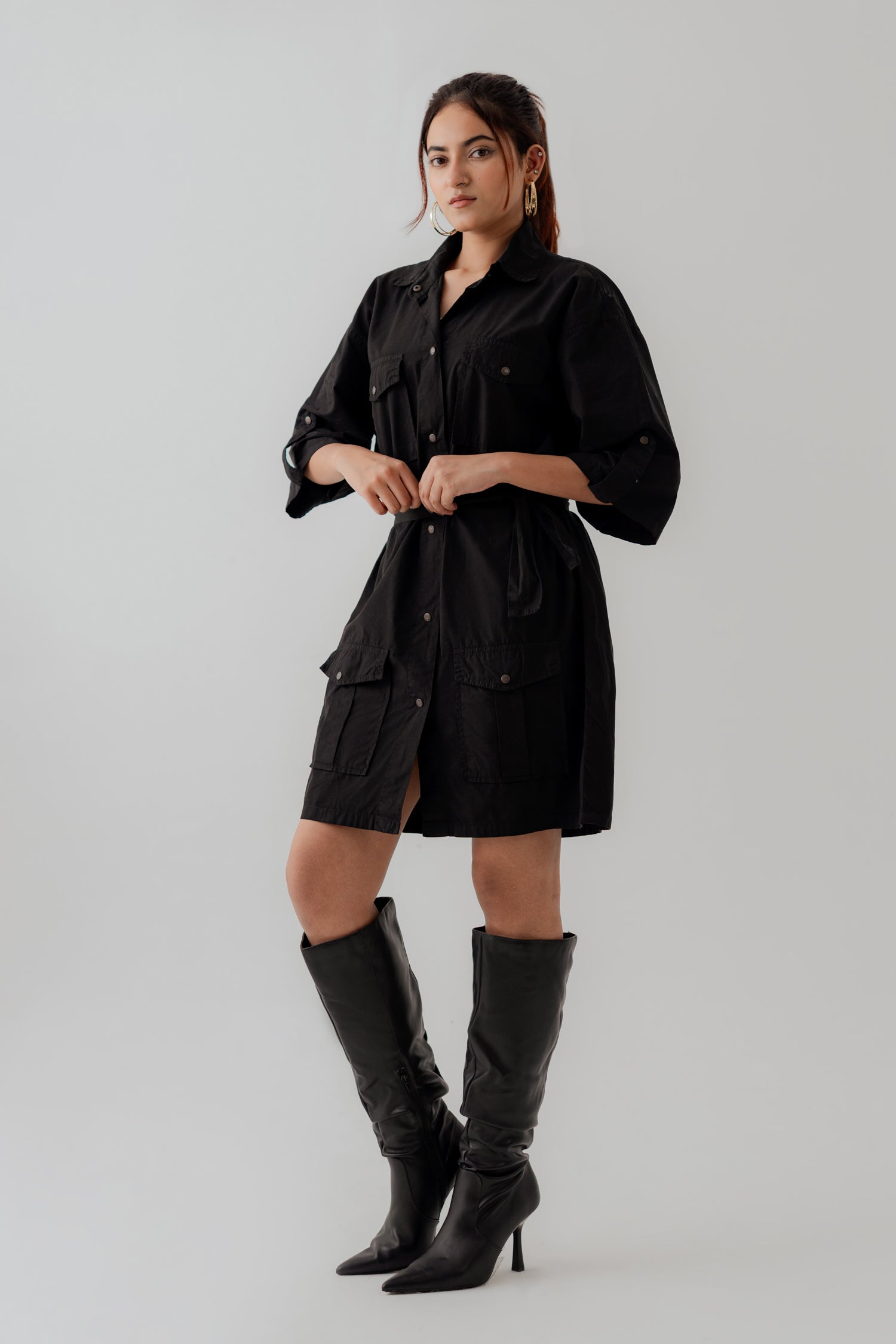 Black Canvas Midi Dress - Hustle N Holla
