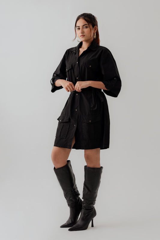 Black Canvas Midi Dress - Hustle N Holla
