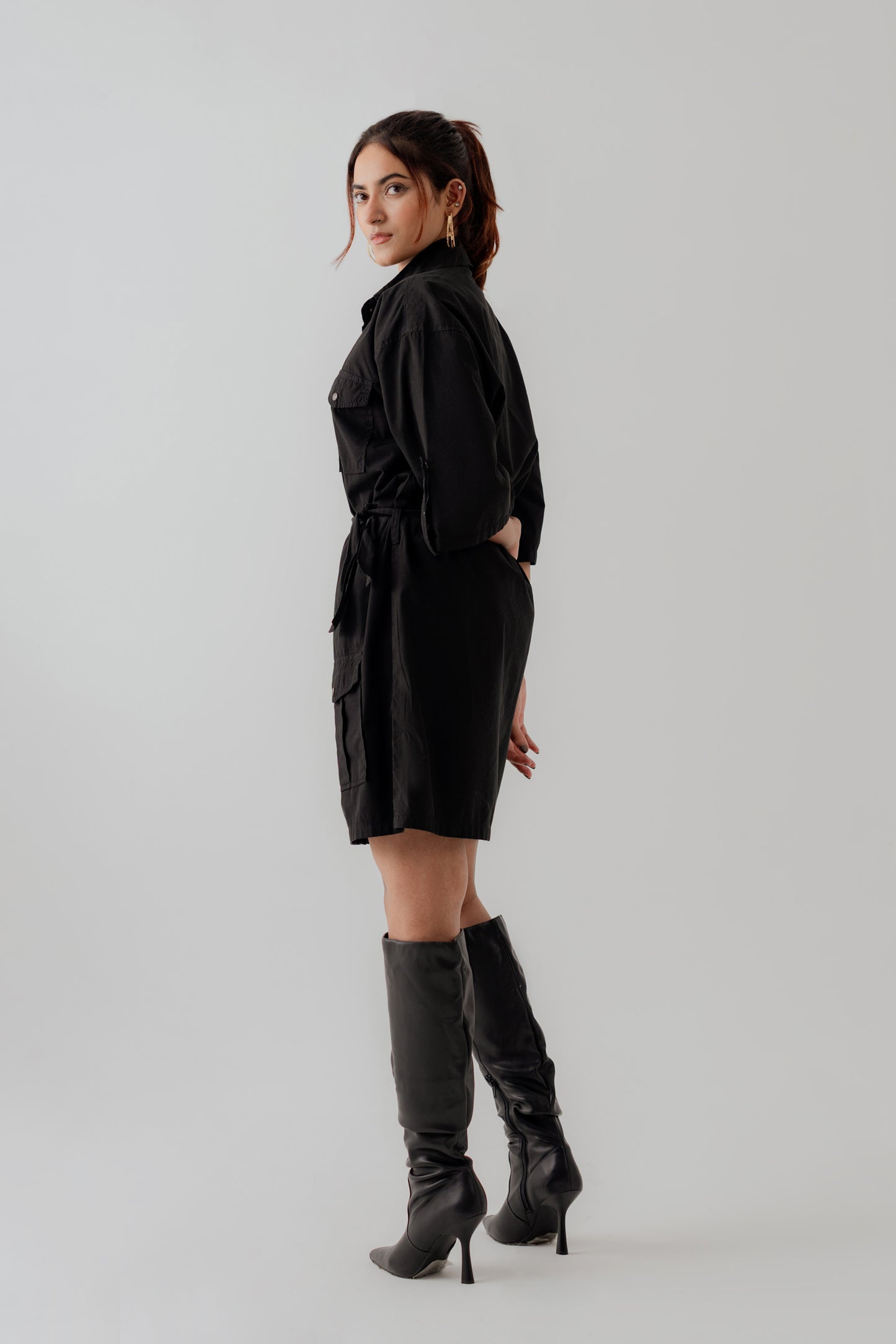 Black Canvas Midi Dress - Hustle N Holla