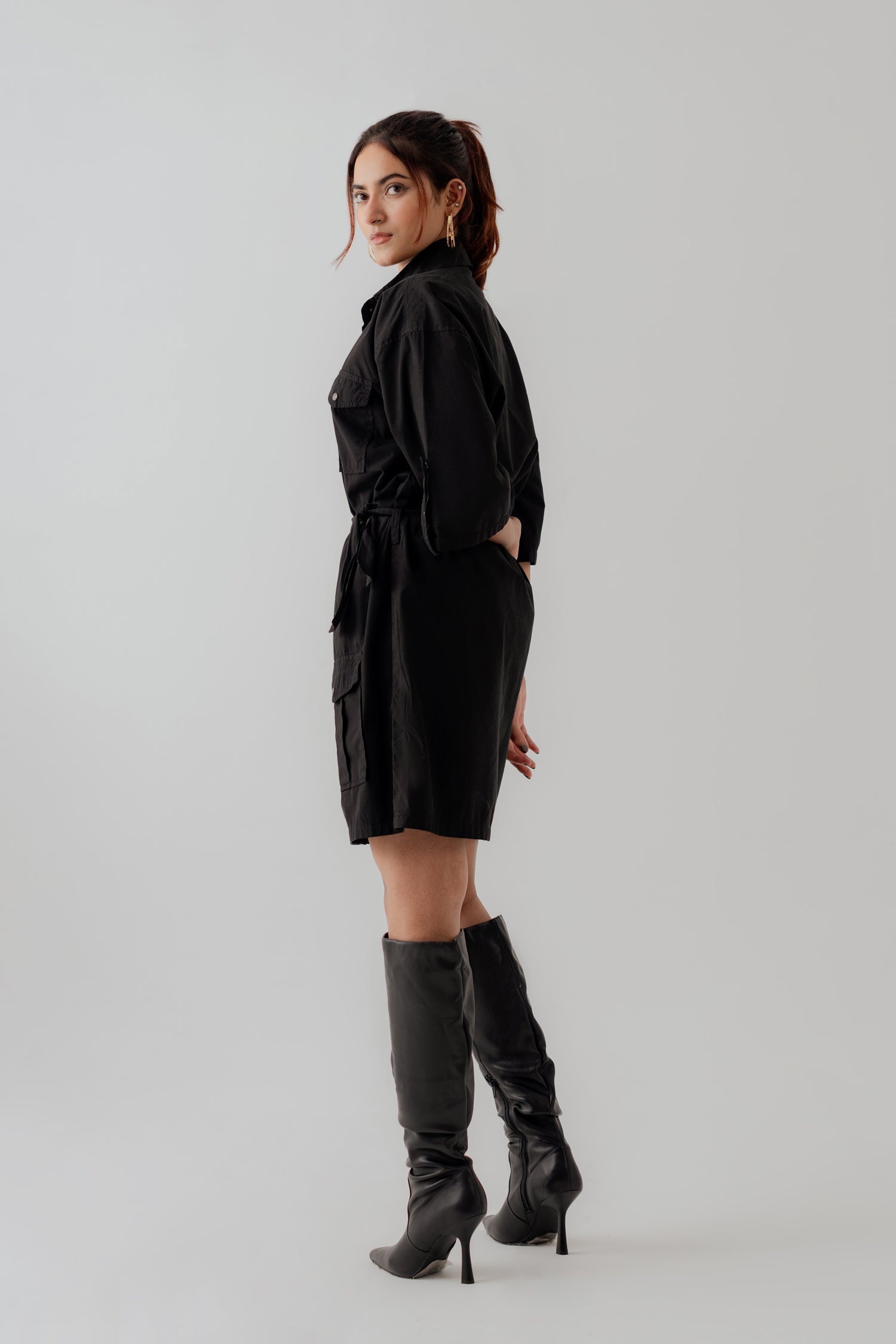 Black Canvas Midi Dress - Hustle N Holla