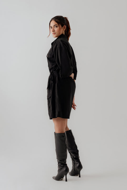 Black Canvas Midi Dress - Hustle N Holla