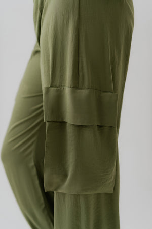 Olive Green Jogger Fit Silk Trousers - Hustle N Holla