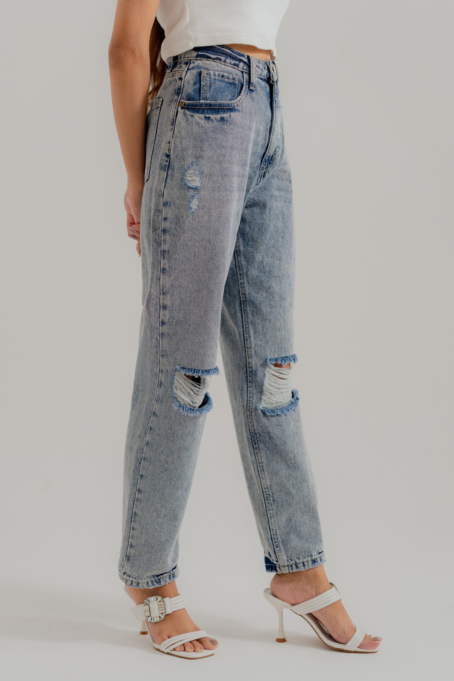 Light Grey Stone Washed Straight Fit Jeans - Hustle N Holla