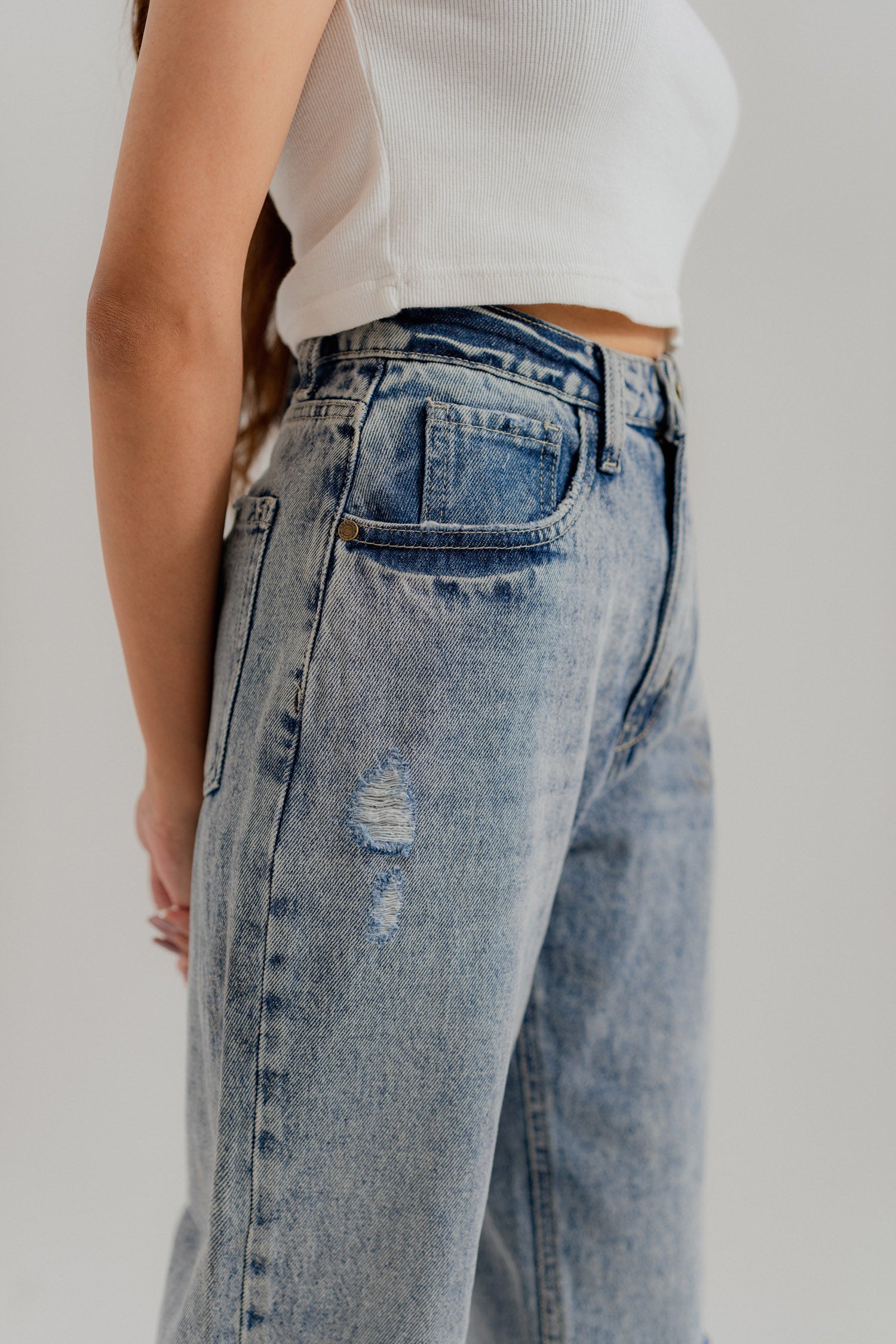 Light Grey Stone Washed Straight Fit Jeans - Hustle N Holla