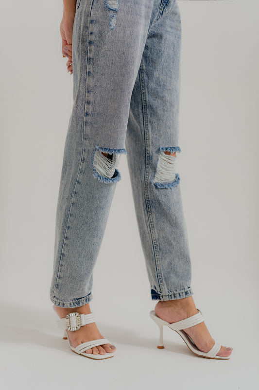 Light Grey Stone Washed Straight fit Jeans - Hustle N Holla