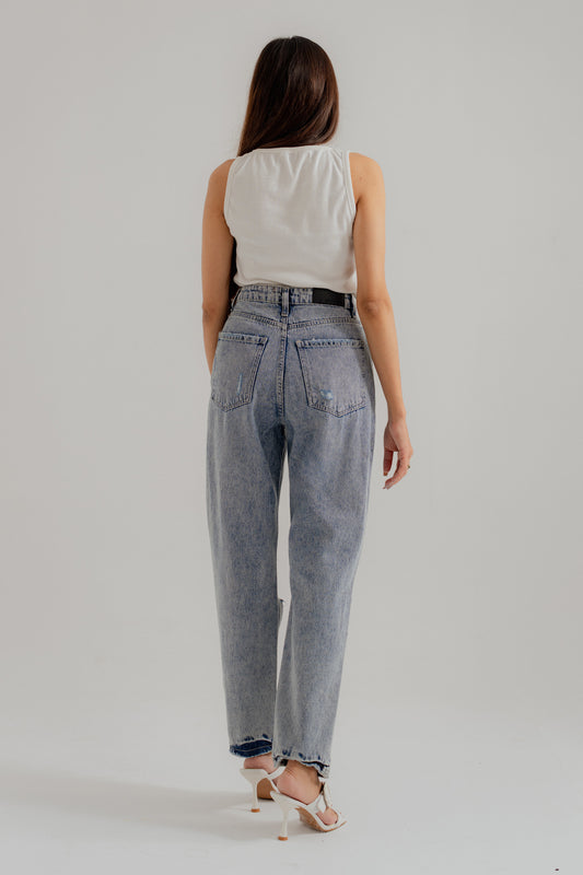 Light Grey Stone Washed Straight fit Jeans - Hustle N Holla