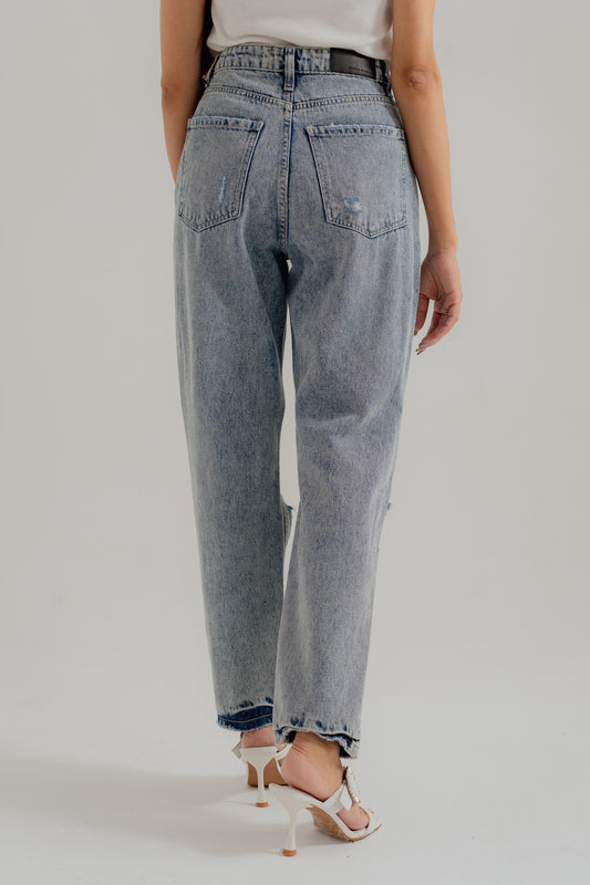 Light Grey Stone Washed Straight fit Jeans - Hustle N Holla