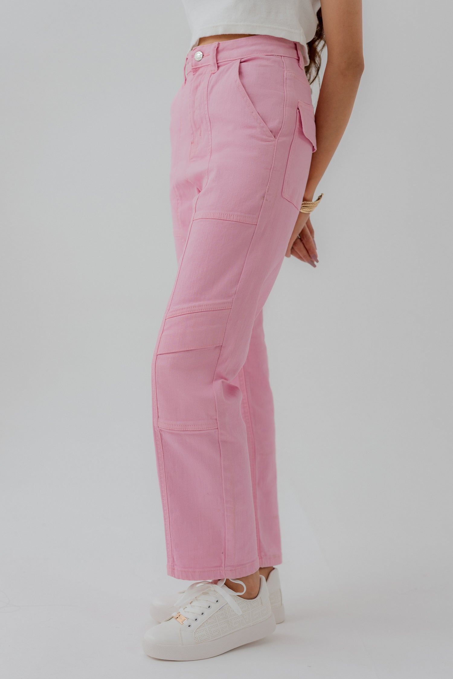 Pink Twill Straight Fit Pants - Hustle N Holla