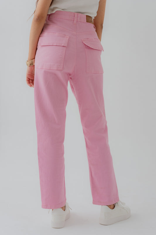 Pink Twill Straight fit Pants - Hustle N Holla