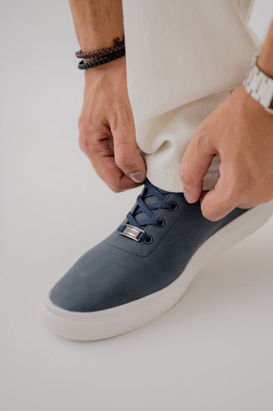 Navy Suede Low Top Sneakers - Hustle N Holla