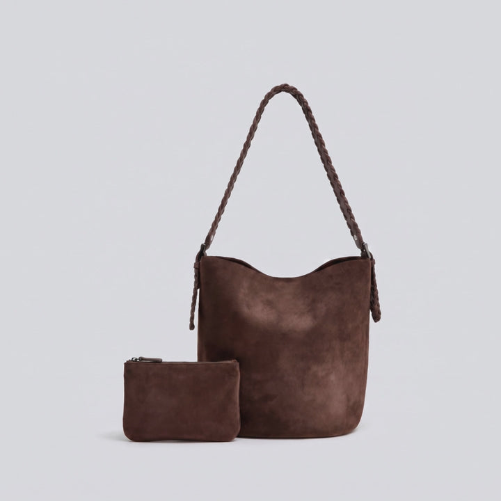 Brown Slouchy Bucket Bag with Matching Pouch