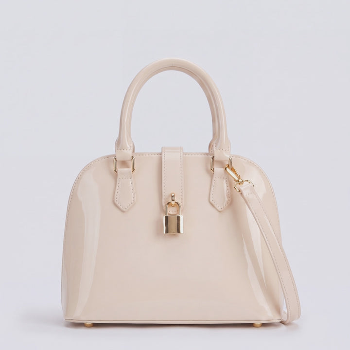 Beige Mini Top Handle Satchel Bag