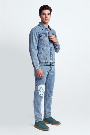 Raw Blue Denim Jacket - Front Side View - Hustle N Holla