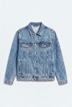 Raw Blue Denim Jacket - Front Flat Lay - Hustle N Holla