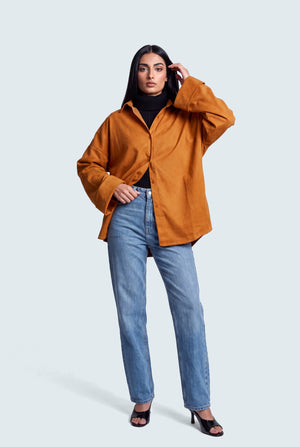 Rust Relaxed Fit Suede Shirt - Hustle N Holla