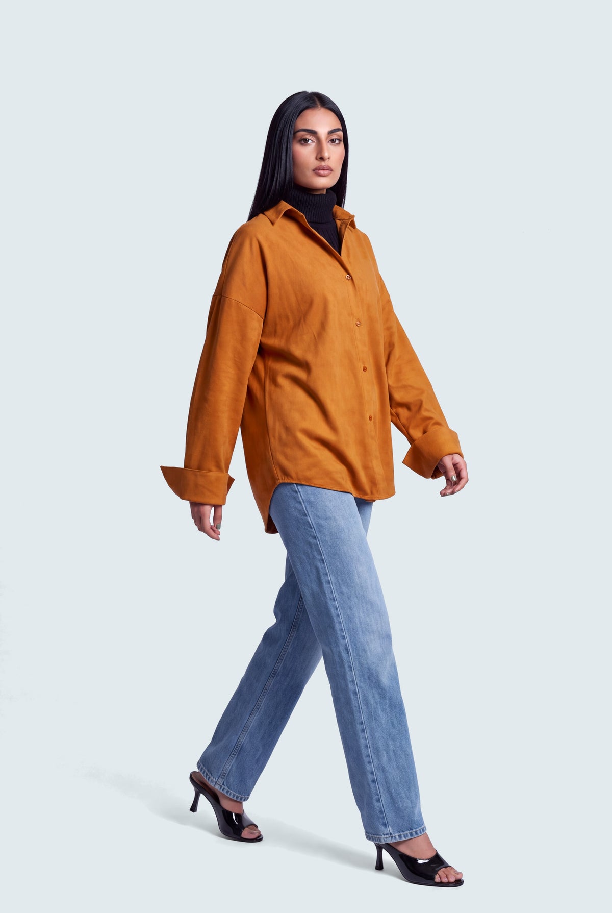 Rust Relaxed Fit Suede Shirt - Hustle N Holla