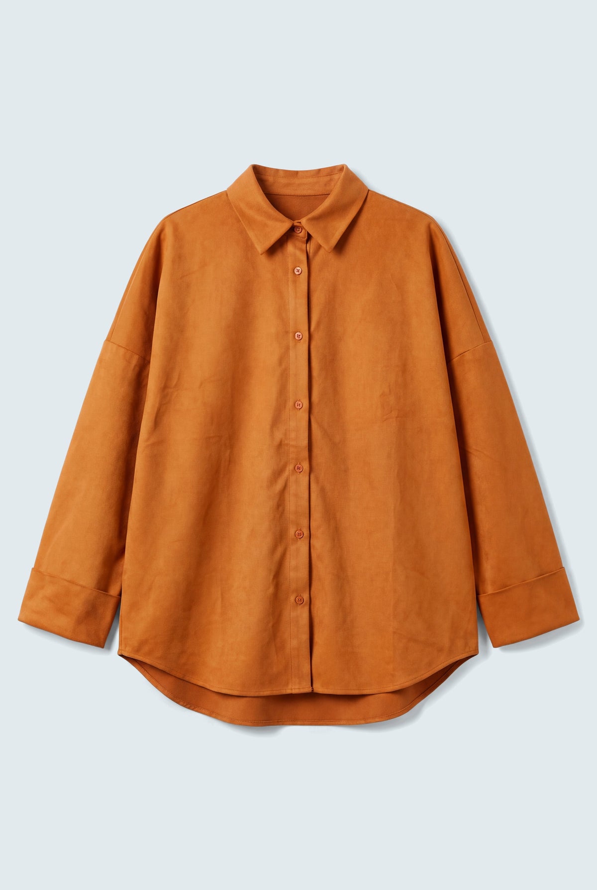 Rust Relaxed Fit Suede Shirt - Hustle N Holla