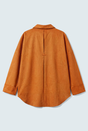 Rust Relaxed Fit Suede Shirt - Hustle N Holla