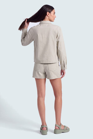 Sage Green Relaxed Fit Crop Shirt - Hustle N Holla