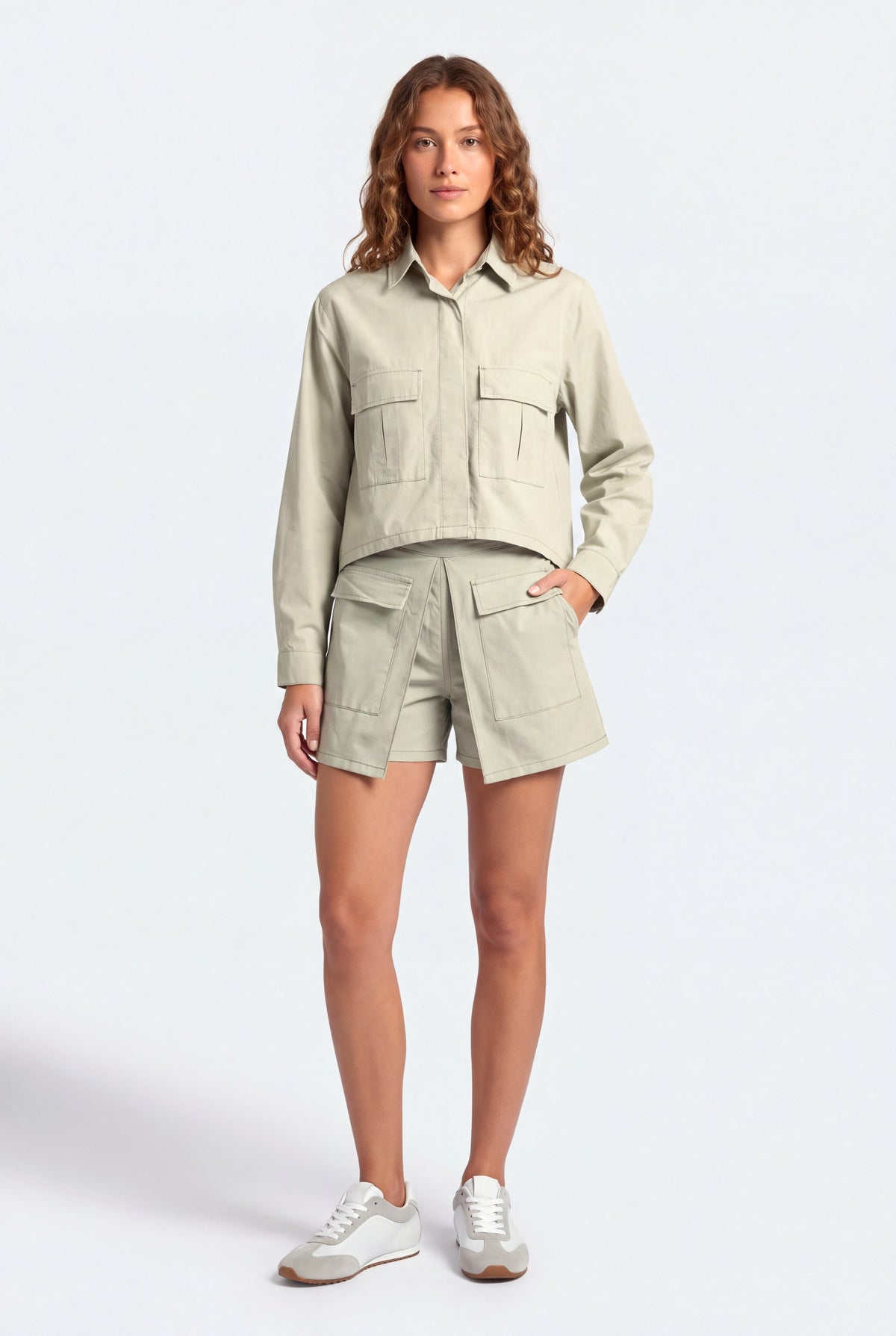Sage Green Shorts - Front View - Hustle N Holla
