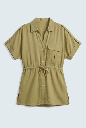Sage Green Silk Shirt with Batwing Sleeves - Hustle N Holla
