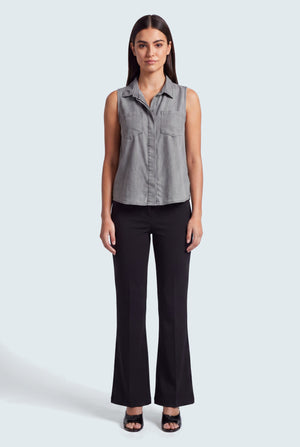 Sleeveless Button-down Chambray Shirt - Hustle N Holla