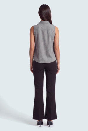 Sleeveless Button-down Chambray Shirt - Hustle N Holla
