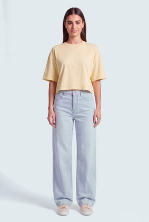 Star Detail Light Blue Mid Rise Wide Leg Jeans - Hustle N Holla