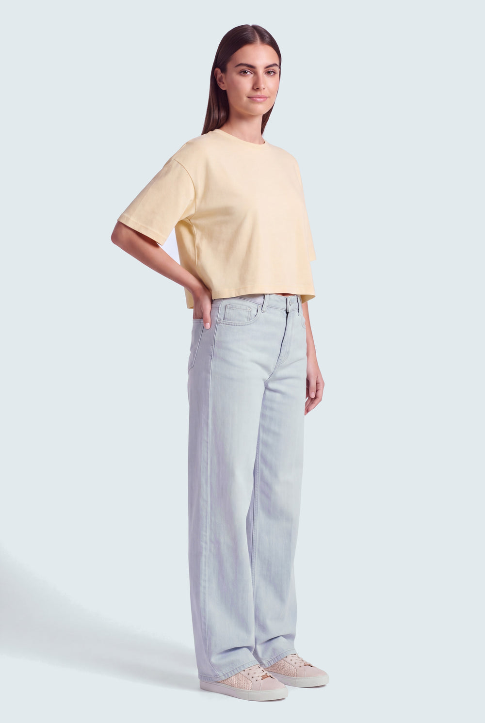 Star Detail Light Blue Mid Rise Wide Leg Jeans - Hustle N Holla