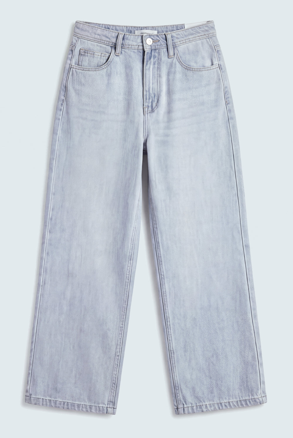 Star Detail Light Blue Mid Rise Wide Leg Jeans - Hustle N Holla