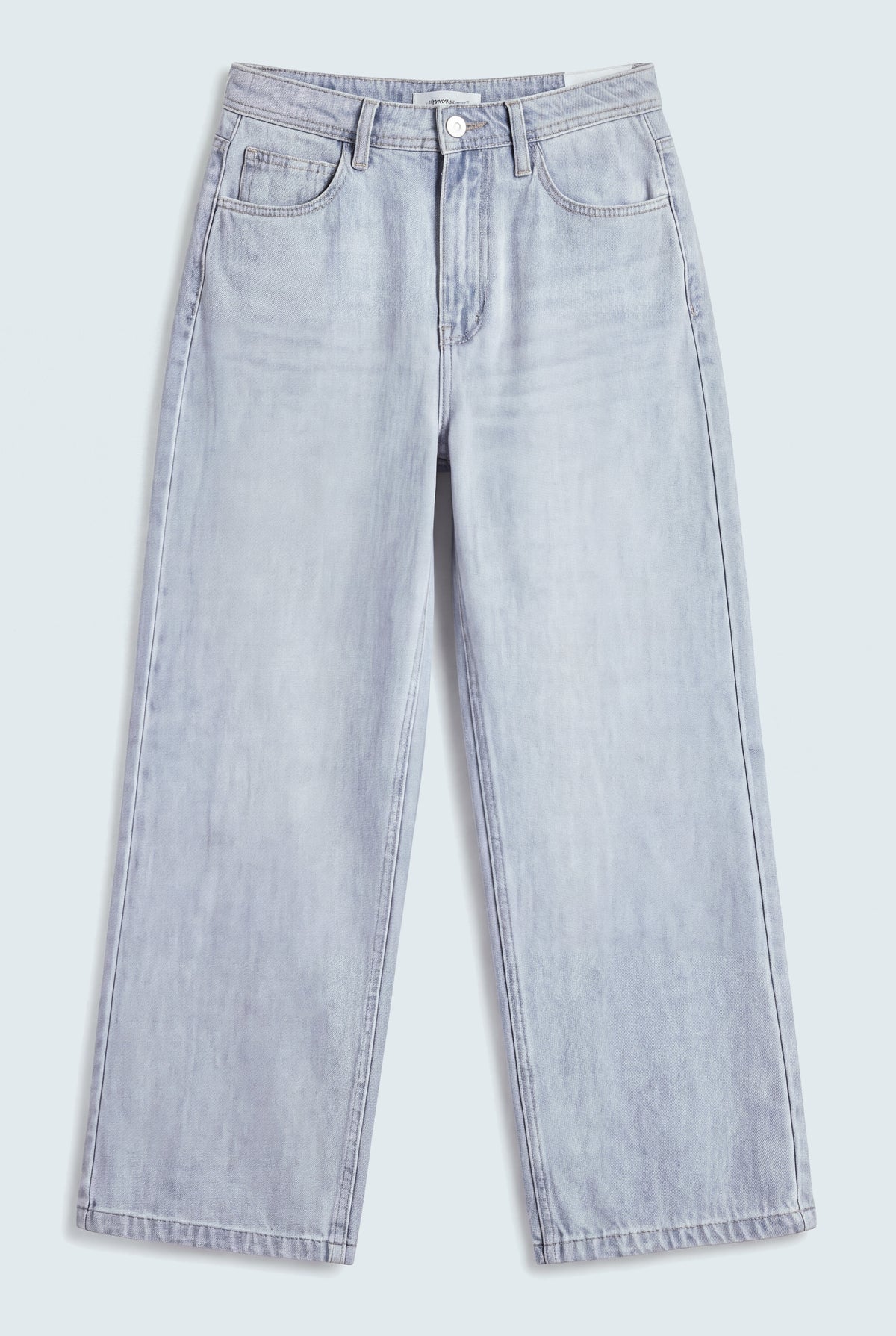 Star Detail Light Blue Mid Rise Wide Leg Jeans - Hustle N Holla