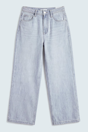 Star Detail Light Blue Mid Rise Wide Leg Jeans - Hustle N Holla