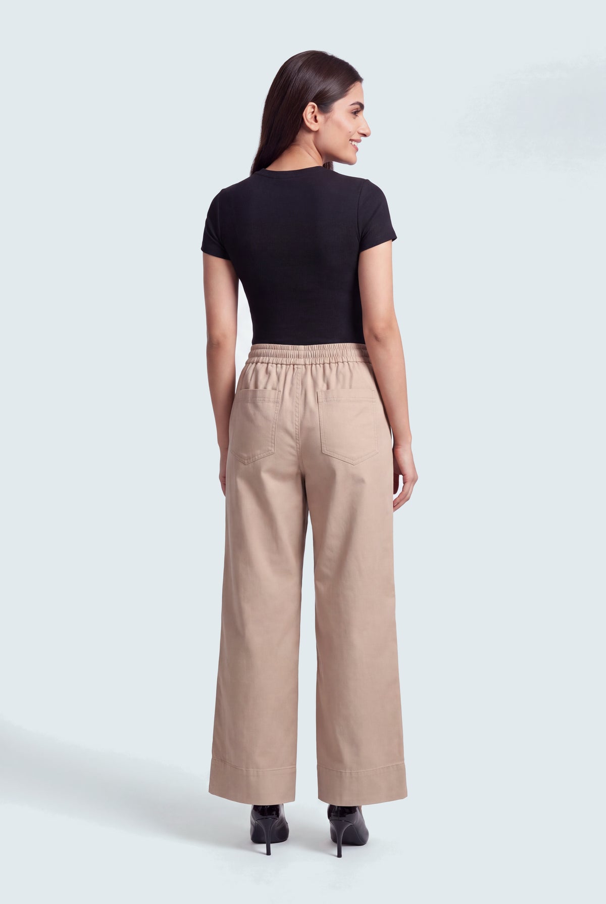 Stone Wash Draw String Waist & Hem Wide Leg Jeans - Hustle N Holla