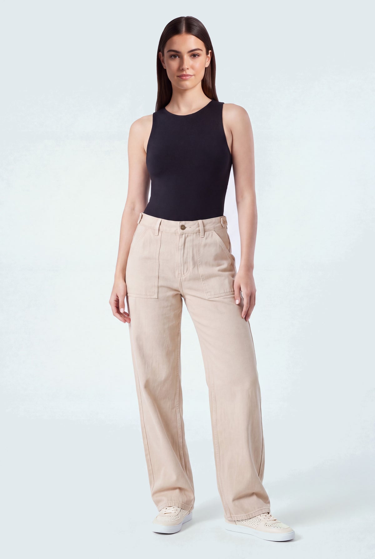 Stone Wash Mid Rise Carpenter Wide Leg Jeans - Hustle N Holla