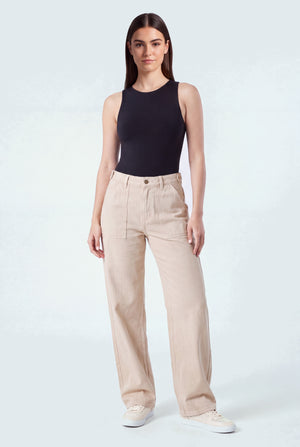 Stone Wash Mid Rise Carpenter Wide Leg Jeans - Hustle N Holla