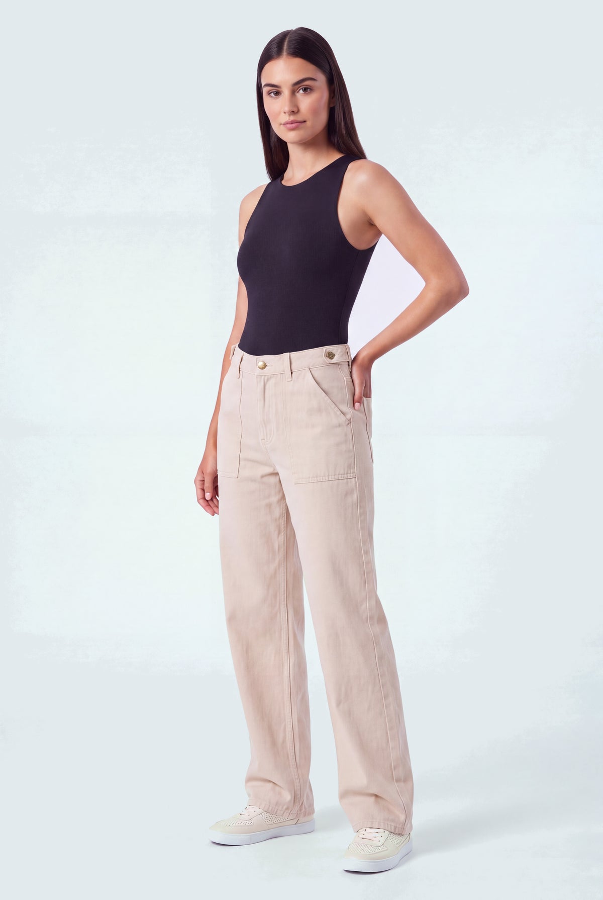 Stone Wash Mid Rise Carpenter Wide Leg Jeans - Hustle N Holla