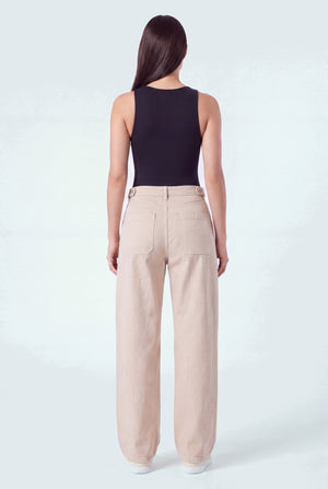 Stone Wash Mid Rise Carpenter Wide Leg Jeans - Hustle N Holla