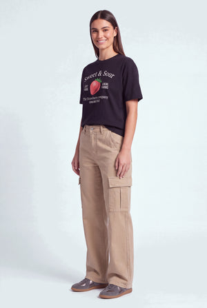Stone Wash Mid Rise Wide Leg Cargo Jeans - Hustle N Holla